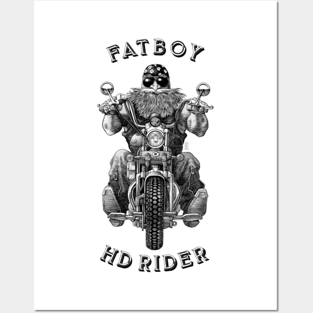 MOTORCYCLE BIKE RIDER - FATBOY RIDER Wall Art by Pannolinno